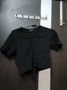Black Ruched Crop Top