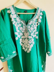 Green Embroidered Kurta