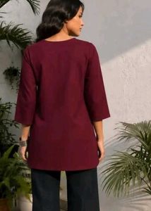 Embroidered Maroon Kurta