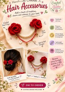 Handmade Crochet Rose Hair Clips