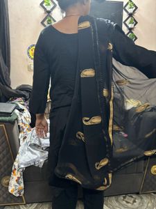 Elegant Black Kurta Set with Gold Embroidery