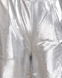 Silver Metallic Wide-Leg Pants