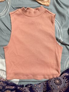 Turtle Neck Peach Top