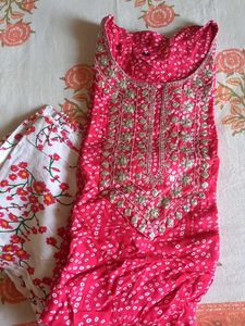 New Bandhani Print Kurta Pant  Set