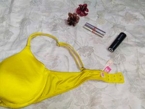 Vibrant Yellow Padded  push-up Bra