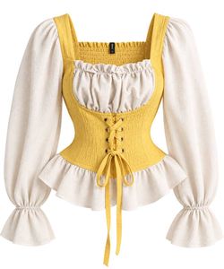 Romantic Vintage Yellow Corset Top