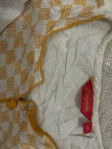 White &amp; Yellow Checkered Kurta