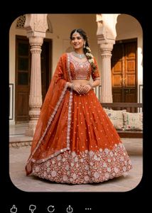beautiful orange lahenga choli