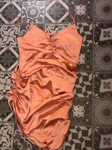 Zara L size Satin Dress with cutout corsetry