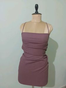 Mauve Backless Mini Dress with Criss-Cross Straps