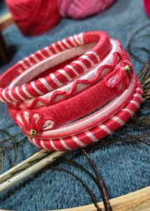 Handmade Red &amp; White Bangles Set