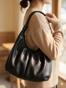 Chic Black Faux Leather Hobo Bag