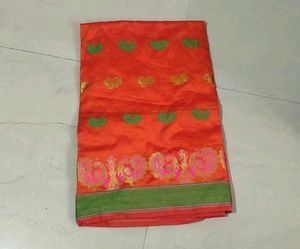 Vibrant Orange Saree