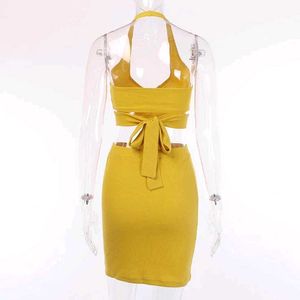 Yellow Halter Neck Co-ord Set
