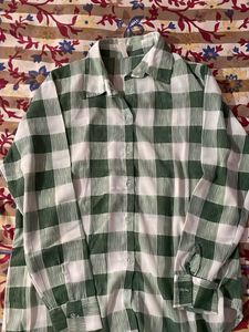 Green Plaid Button-Up Shirt