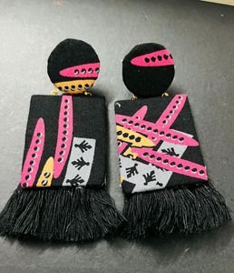 2 Pair Combo Fabric Fancy Long Size Earrings