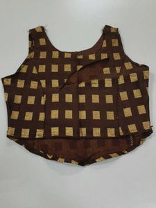 Ethnic Brown Checked Crop Top &amp; Palazzo Set