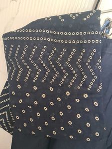 Elegant Navy Blue Kurta set with Bandhani Print