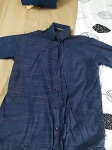 Men's Blue Striped Button-Up Shirt