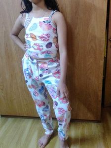 Unique Print Blazer crop top &amp; Pants Set