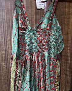 Boho-Chic Printed Green Maxi Dress