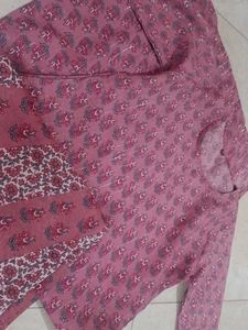 Ethnic Kurta Set - Pink Floral Print