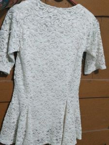 Elegant White Lace Peplum Top