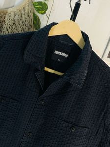 buckaroo Dark Blue Textured Short Sleeve Shirt
