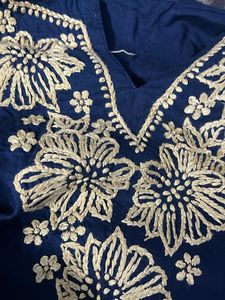 Embroidered Navy Blue Tunic