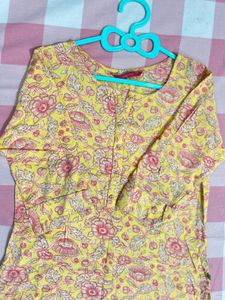 Yellow Floral Print Kurta