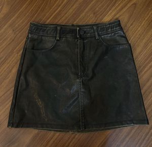 H&M Dark Brown Faux Leather Mini Skirt