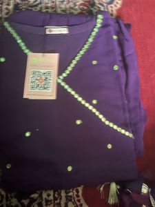 Purple Mirror Georgette Suit Set