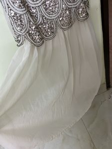 Heavy Sequence Off White Pretty Dress For Bust Siz