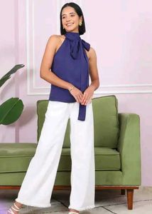 Tie-up halter neck top
