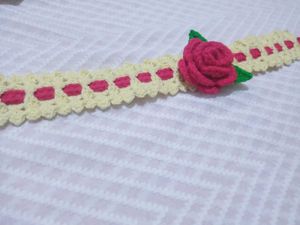 Handmade Crochet Rose Headband