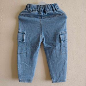 Unisex Light Wash Denim Cargo Pants