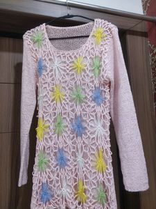 Stylish Pink Woolen Top For Winters