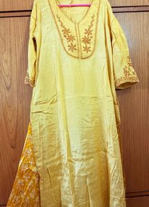 Yellow Embroidered Kurta and Palazzo Set