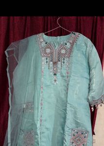 Stunning Teal Embroidered Kurta Set