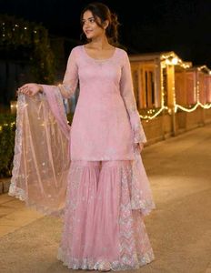 Elegant Pink Sharara Suit