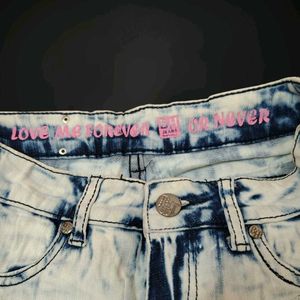 Distressed Acid Wash Denim Shorts