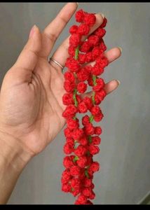 Crochet Red Flower gajra handmade