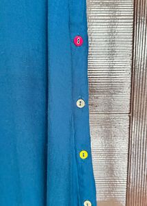 Teal Blue Kurta with Colorful Buttons