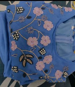Stunning Blue Embroidered Ethnic Gown