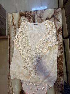 Lace Sleeve Knit New Sweater