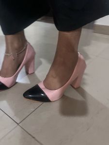 Pink and Black | Block Heel Pumps
