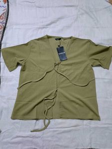 Shein Olive Green Textured T-Shirt