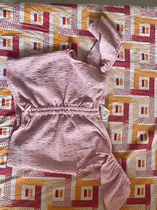 y2k Pink Ruched Crop Top with Flutter Sleeves