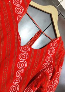 Red🔴 Anarkali Printed Kurti For 40 Bust