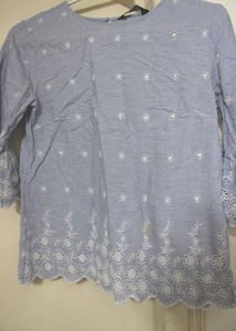 Eyelet Embroidered Bell Sleeve Top